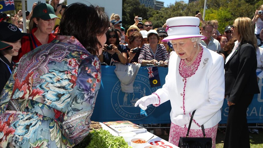The Queen at the Great Aussie Barbecue in Perth.
