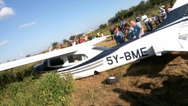A light plane that crashed near Nairobi airport