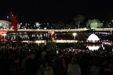 Moon Lantern Festival reflects in the water of the River Torrens in Adelaide