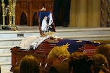 A photo of Andrew Short sits on his coffin