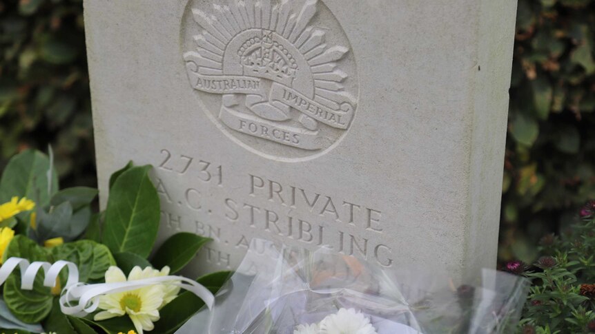 The headstone of a World War One soldier.