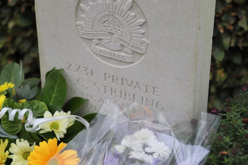 The headstone of a World War One soldier.