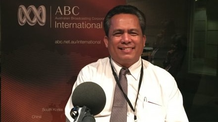 Cambodian political analyst Kem Ley at ABC International's studio in Melbourne