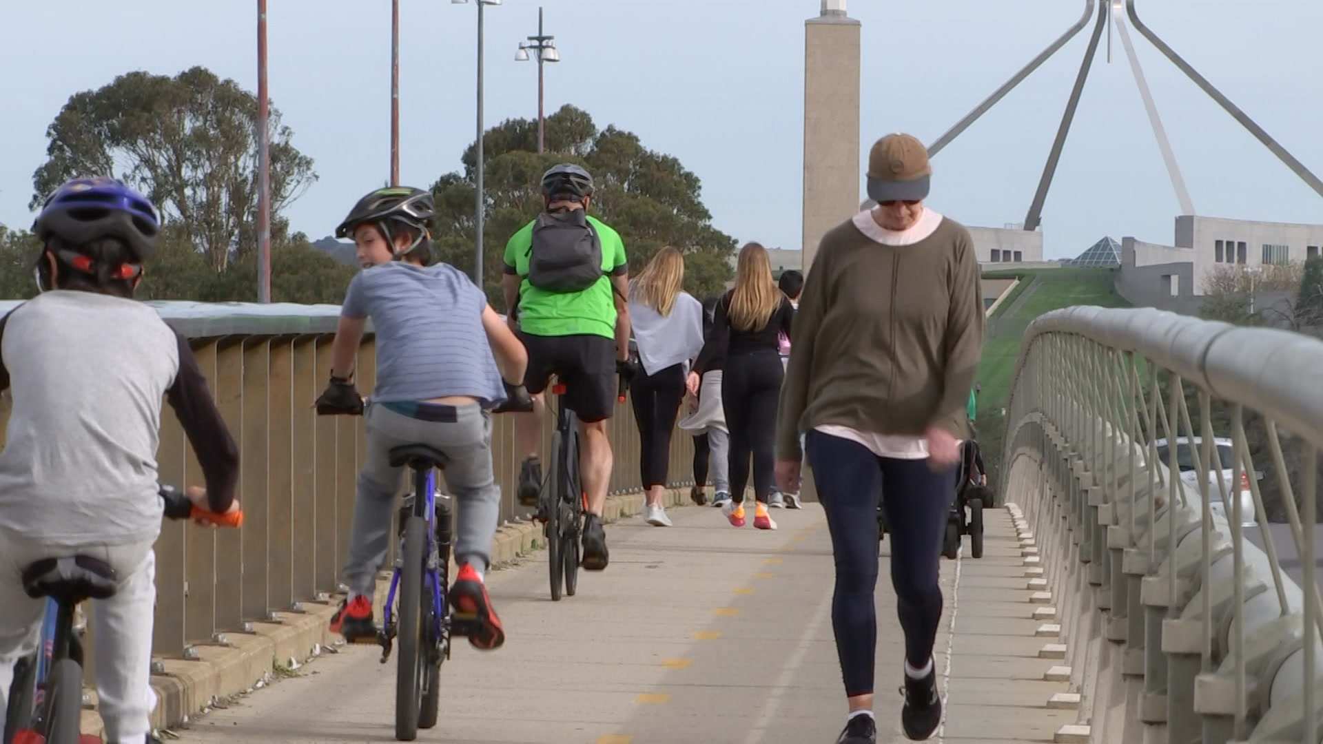 People walking at Lake Burley Griffin.