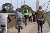 People walking at Lake Burley Griffin.