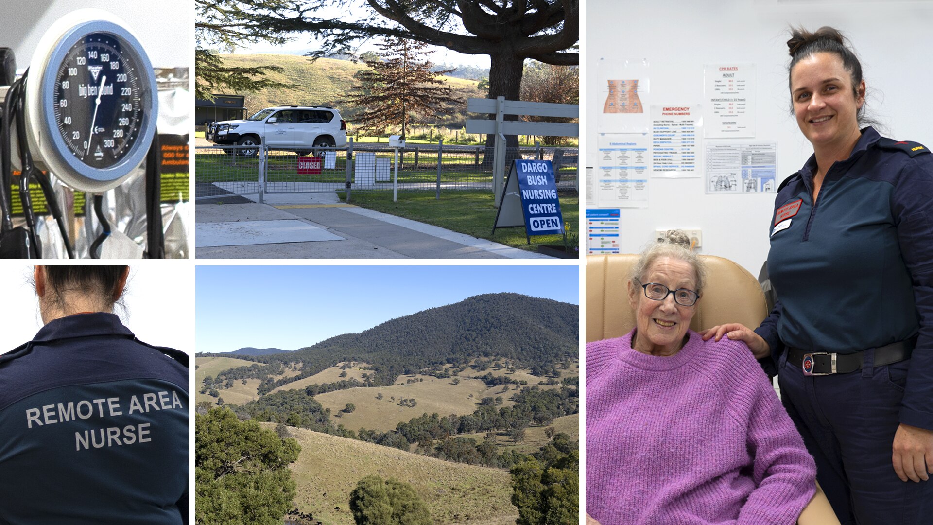 a composite photo showing images of dargo and bush nurses 