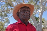 Jimmy Wavehill wearing a cowboy hat next to a tree.