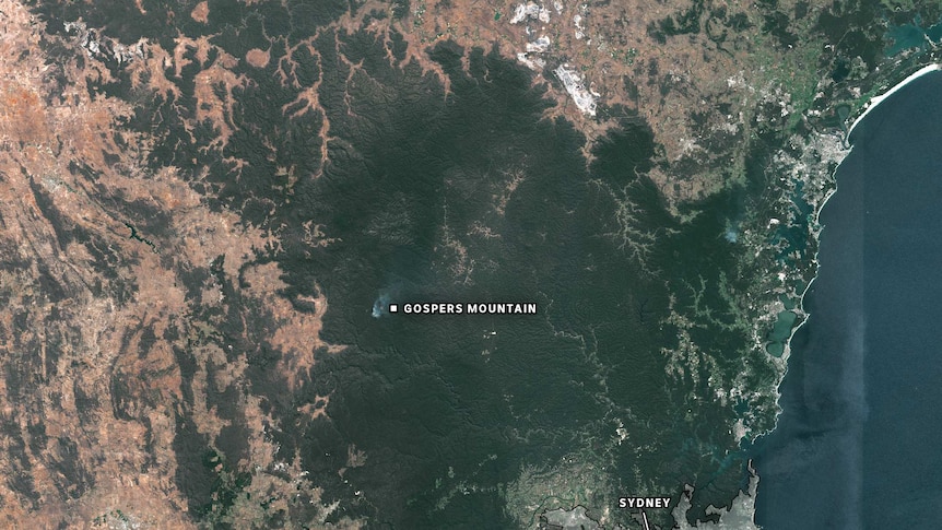 Satellite imagery of Gospers Mountain