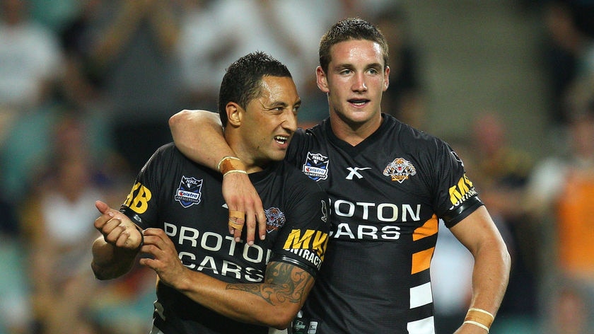 Masterful effort: Benji Marshall scored a pair of tries in the 11-point win.