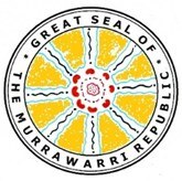 An Indigenous art style circle that reads "The Great Seal of the Murrawarri Republic".