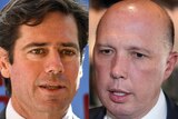 A composite image shows Gillon McLachlan looking towards the right and Peter Dutton looking towards the left.