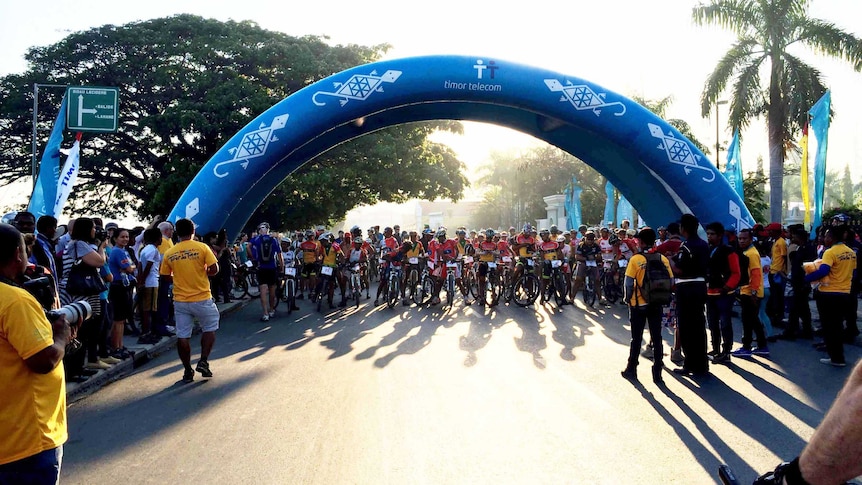 Riders at the Dili starting line of the 2014 Tour de Timor.