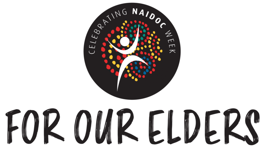 naidoc image logo featuring text saying Celebrate Naidoc Week 2023, for our elders. 
