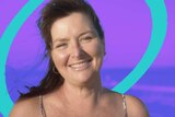 Melissa Turner is smiling with sunshine on her face against a purple and blue background.