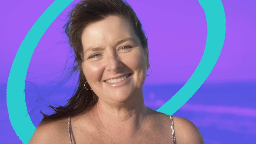 Melissa Turner is smiling with sunshine on her face against a purple and blue background.