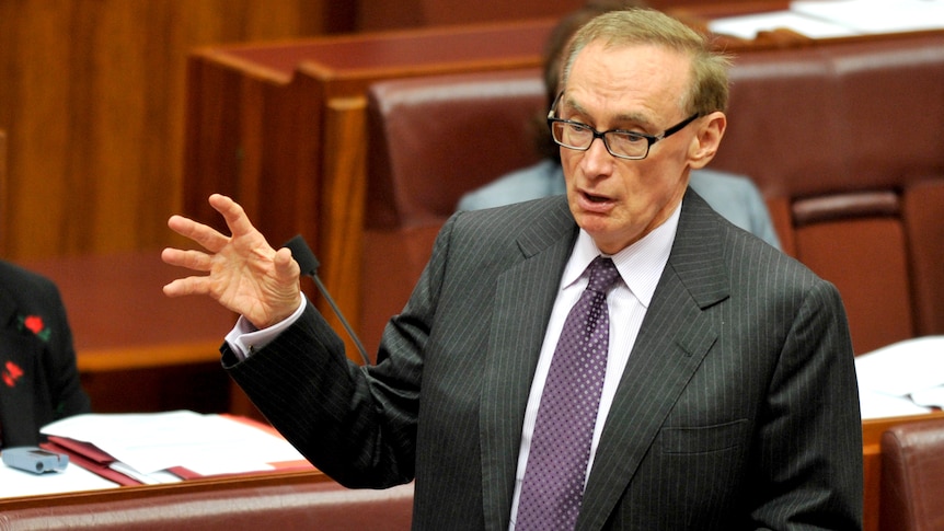 Foreign Minister Bob Carr delivers his maiden speech. (AAP: Alan Porritt)