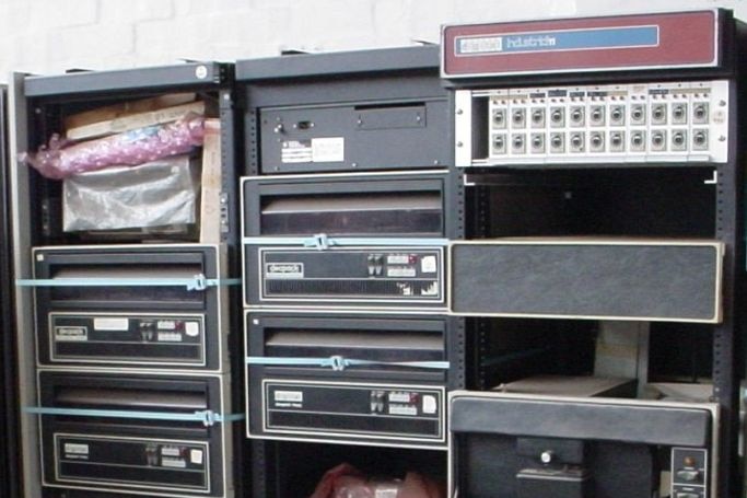 Minicomputers in storage at the Australian Computer Museum Society