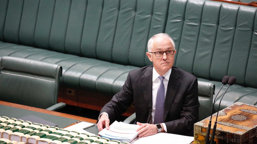Malcolm Turnbull sitting alone in Parliament House (7 Sept 2017)