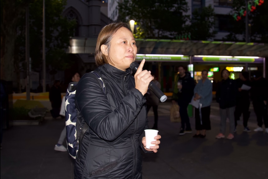 Jane Poon at a protest