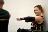 Wheelchair rugby player Shae Graham at training with the Australian Steelers.