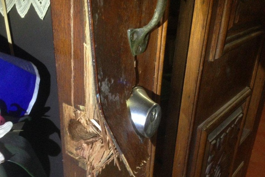 Broken door lock.