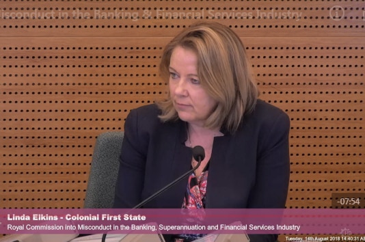 Colonial First State  executive general manager Linda Elkins gives evidence to bank royal commission