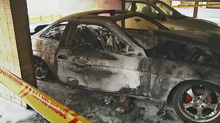 14 cars and a boat were set on fire in an underground carpark.
