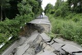 Aftermath: Landslides damaged buildings and roads in the Iwate prefecture.