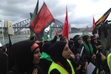 Muslims taking part in the Ashura Procession at the Botanical Gardens on Sydney Harbour.