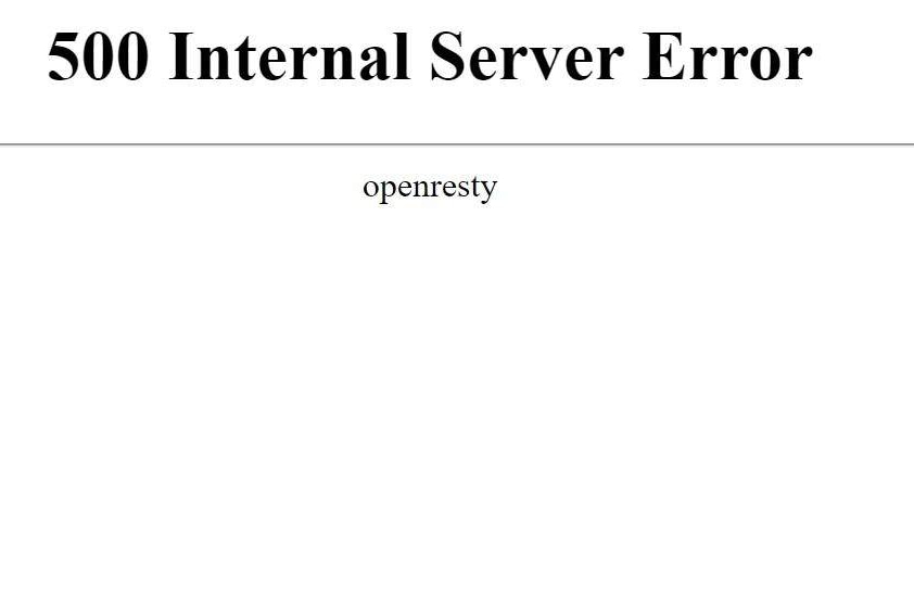 A white website background with the words '500 Internal Server Error' written on it.