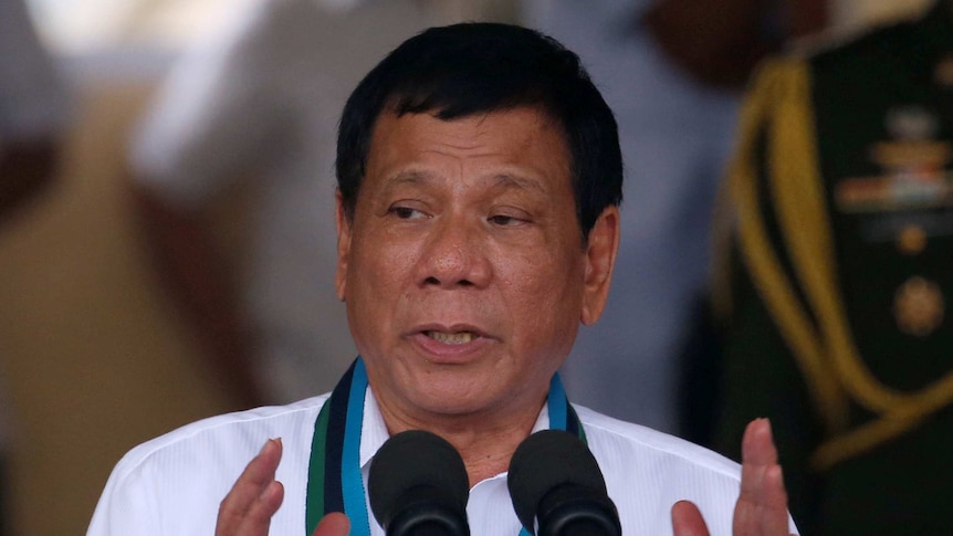 Philippine President Rodrigo Duterte speaks during the change of command for the new Armed Forces chief.