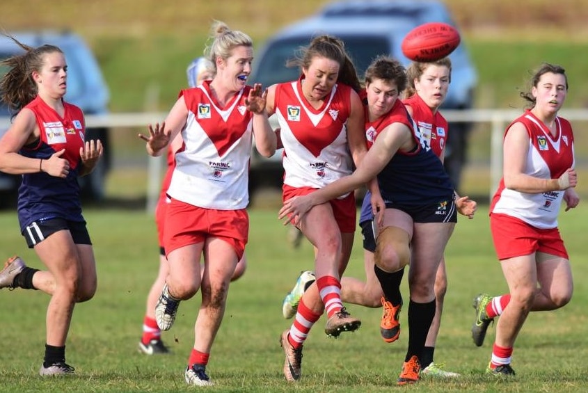 Nicole Bresnehan in action for Clarence in the Tasmanian State Women's League