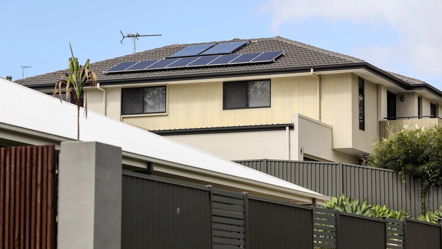 A home with a solar panel on its roof in the Brisbane suburb of Everton Hills.