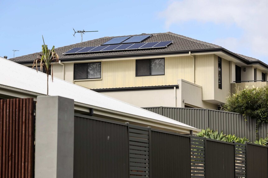 A home with a solar panel on its roof in the Brisbane suburb of Everton Hills.