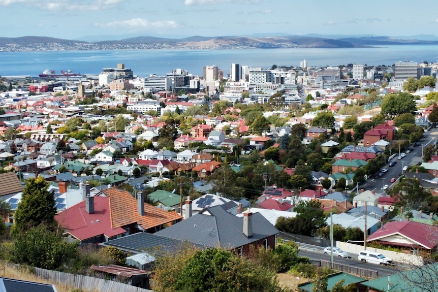 Aerial shot of Hobart