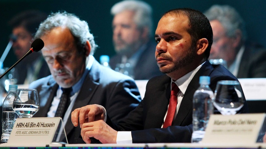 FIFA vice-president Prince Ali bin al-Hussein of Jordan and UEFA chief Michel Platini in March 2015.