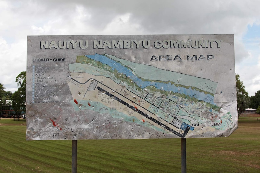 A photo of the Nauiyu community map.