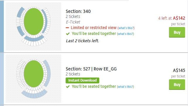 Examples of ticket scalping online