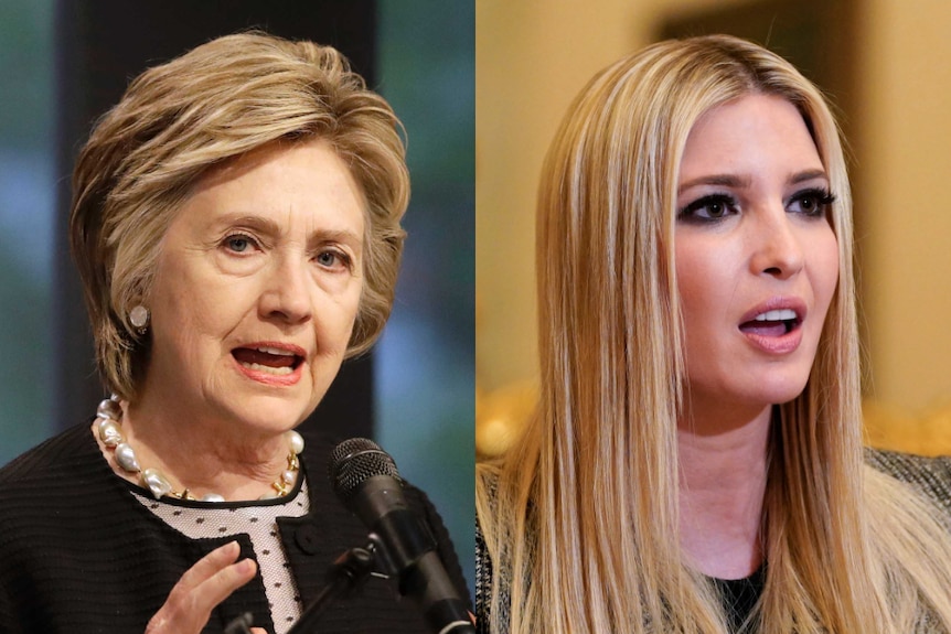 A side-by-side image of Hillary Clinton and Ivanka Trump