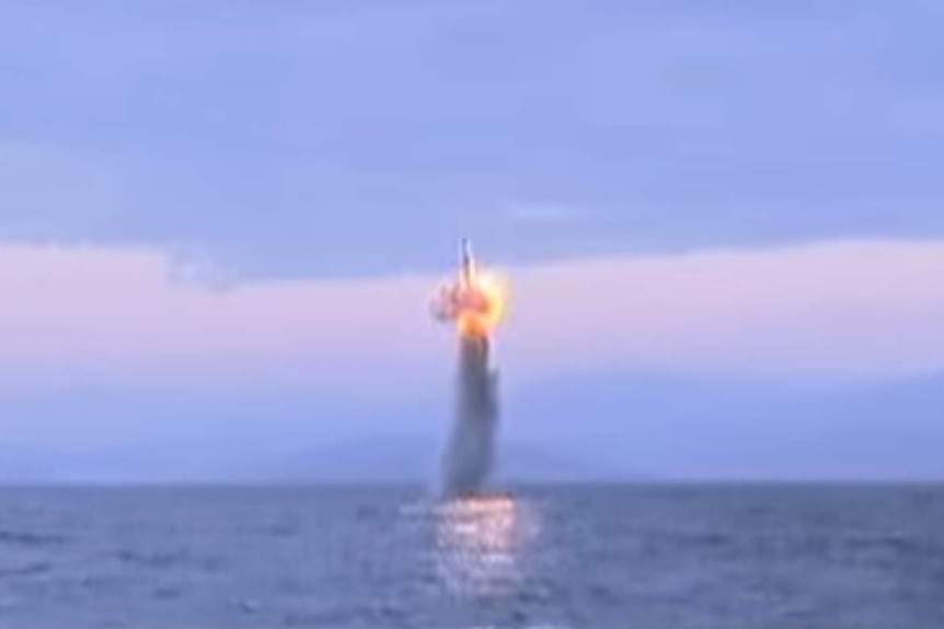 Still showing North Korean submarine missile launch