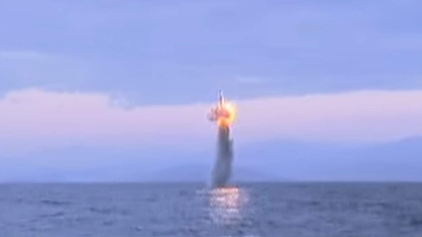 Still showing North Korean submarine missile launch