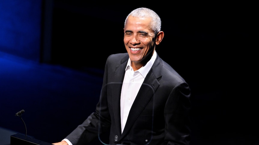 Former U.S. President Barack Obama speaks at the Copenhagen Democracy Summit in the Skuespilhuset in Copenhagen, Denmark June 10, 2022. Ritzau Scanpix/Philip Davali via 