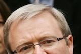 Kevin Rudd speaks to the media
