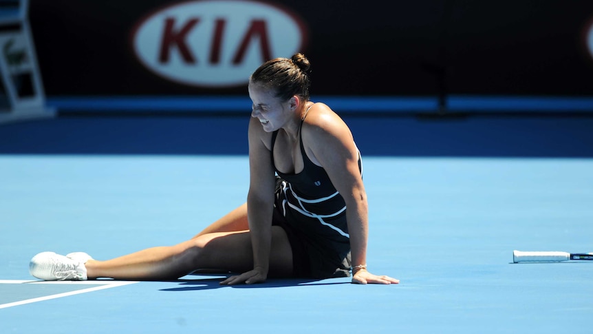 Jarmila Gajdosova falls at the Australian Open