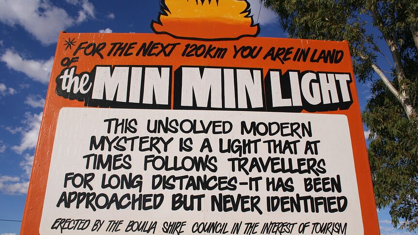Min Min light sign in Boulia, Queensland