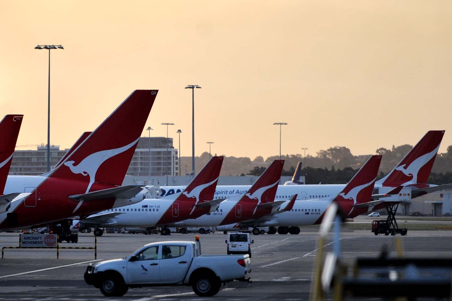 Qantas planes on Sydney airport tarmac