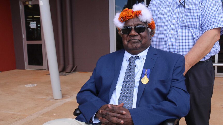 Gumatj leader Dr Galarrwuy Yunupingu sits in a wheelchair