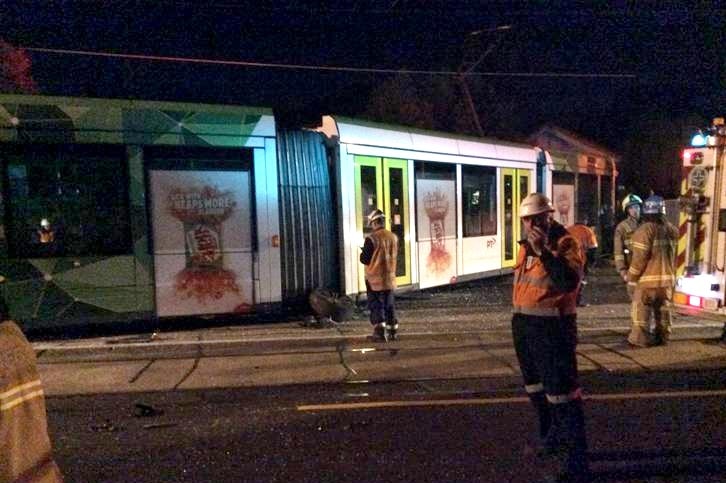 crashed tram in melbourne