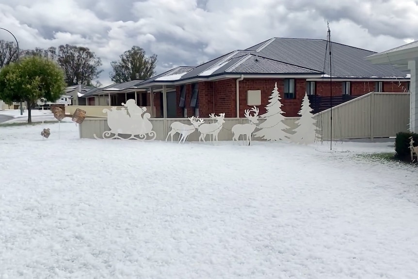 Grenfell was covered in what looked like snow after a hail storm on Christmas Day.