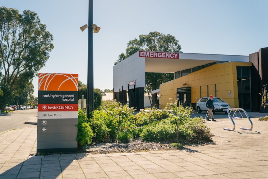 A wide shot of the exterior of Rockingham hospital.